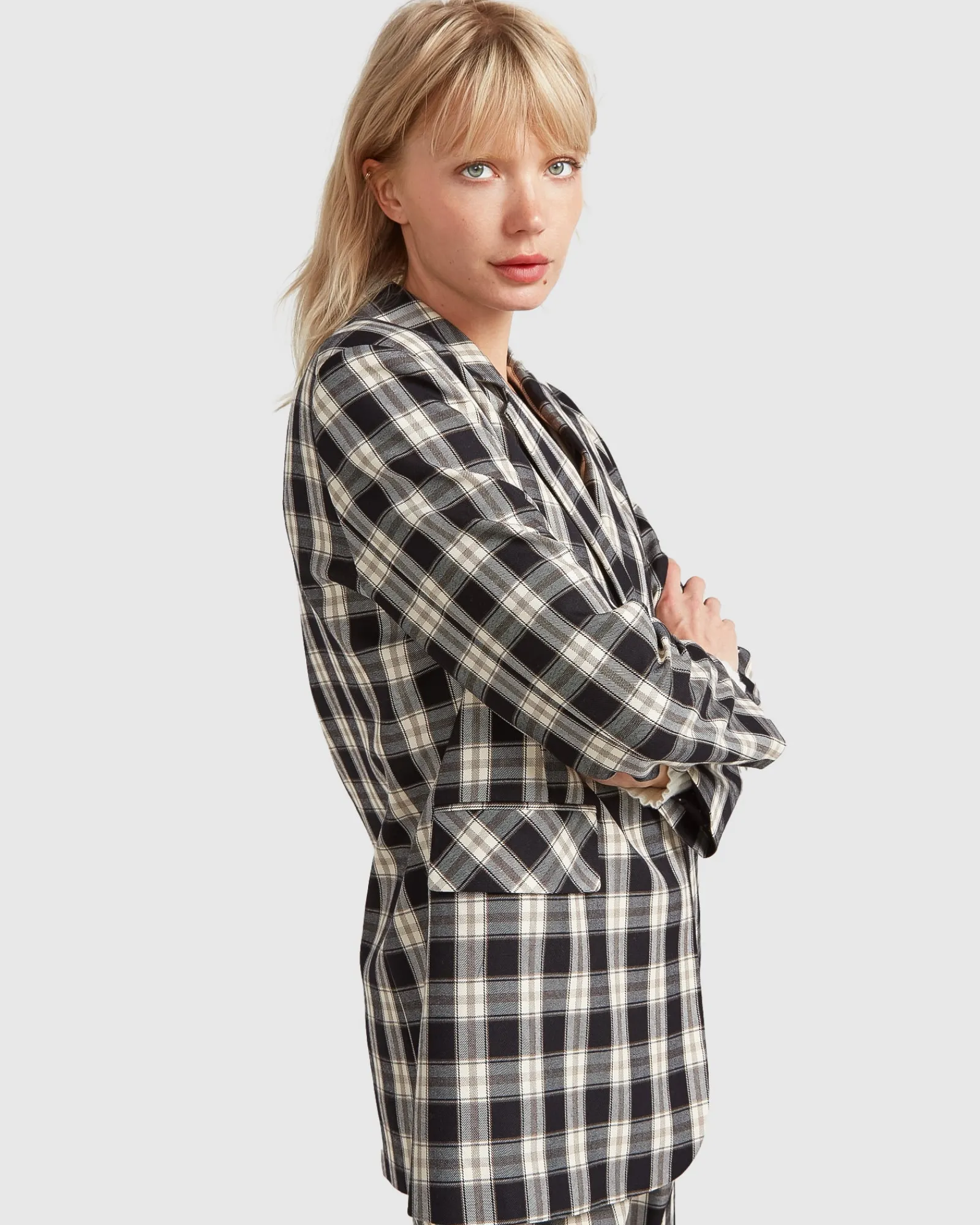 Hot Belle & Bloom Love & Mercy Checked Blazer - Black Check BlackCheck