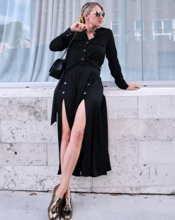 Clearance Belle & Bloom Lover To Lover Maxi Shirt Dress - Black