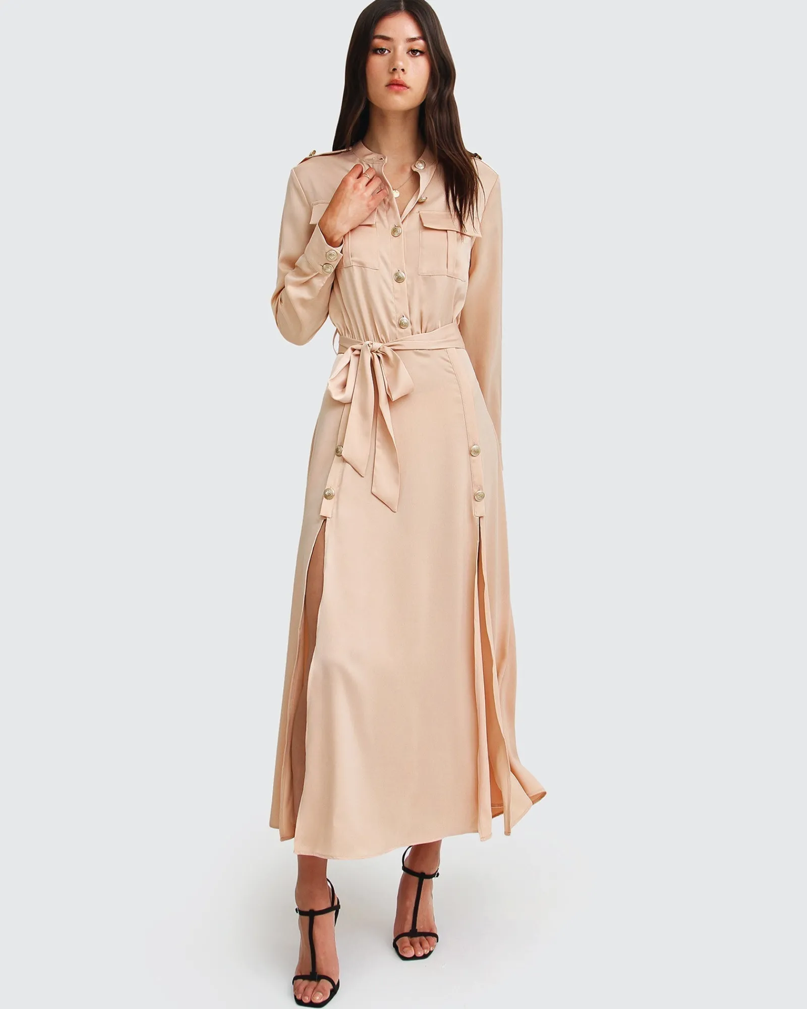 Fashion Belle & Bloom Lover To Lover Maxi Shirt Dress - Champagne