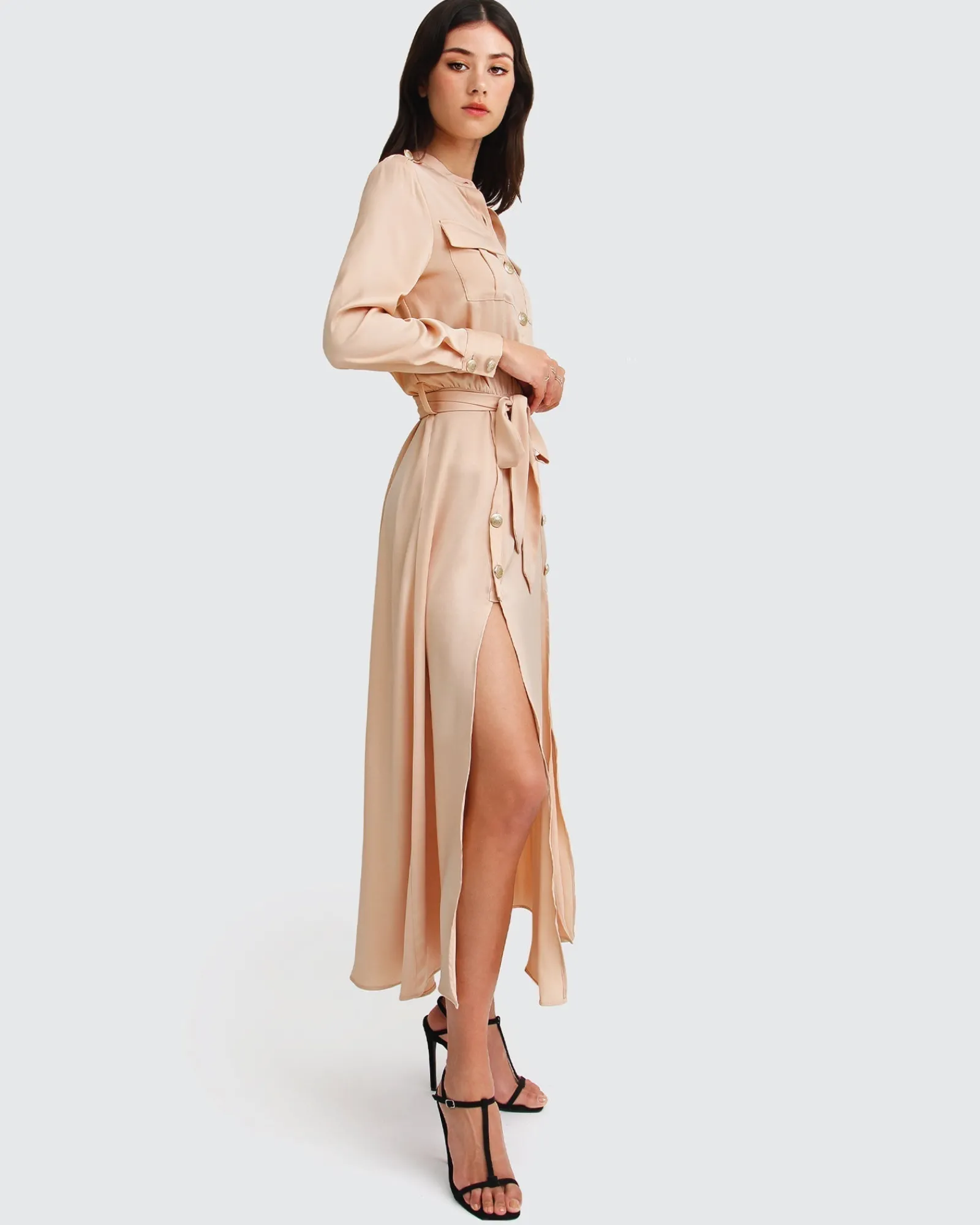Fashion Belle & Bloom Lover To Lover Maxi Shirt Dress - Champagne