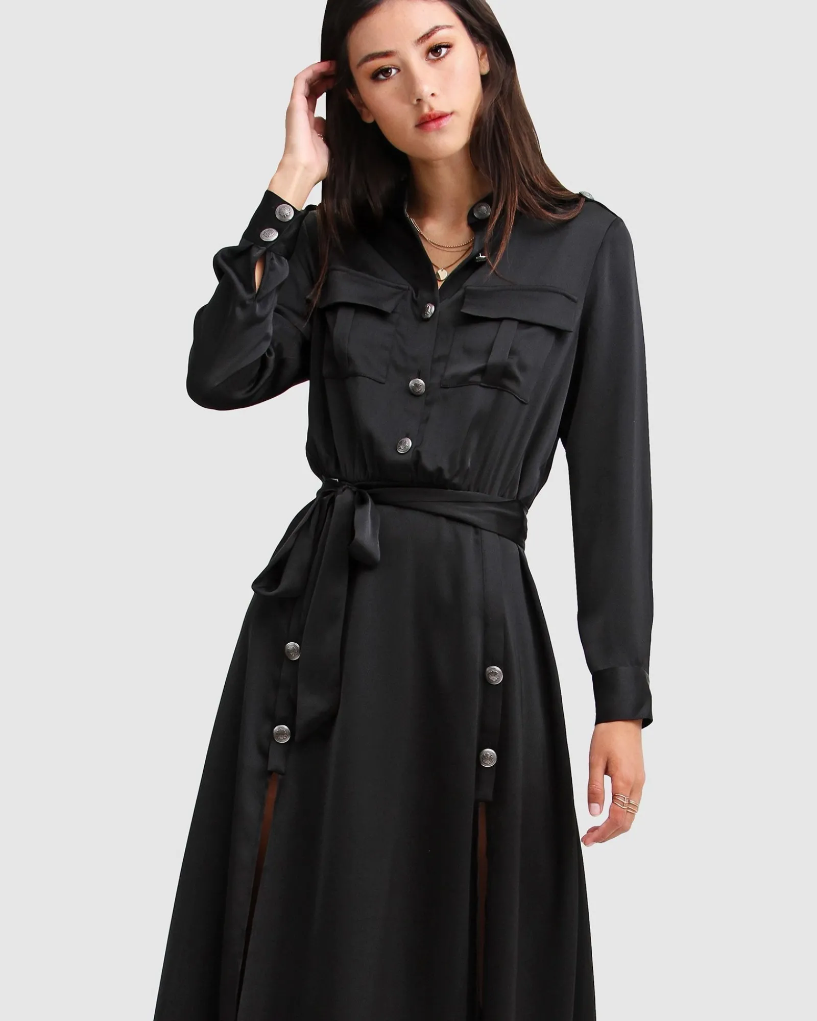 Clearance Belle & Bloom Lover To Lover Maxi Shirt Dress - Black