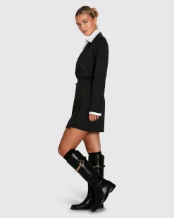 Best Belle & Bloom Make Me Feel Layered Shirt Dress - Black/White