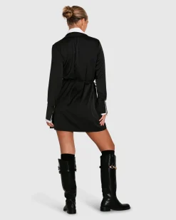 Best Belle & Bloom Make Me Feel Layered Shirt Dress - Black/White