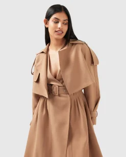 Discount Belle & Bloom Manhattan Cropped Trench - Camel