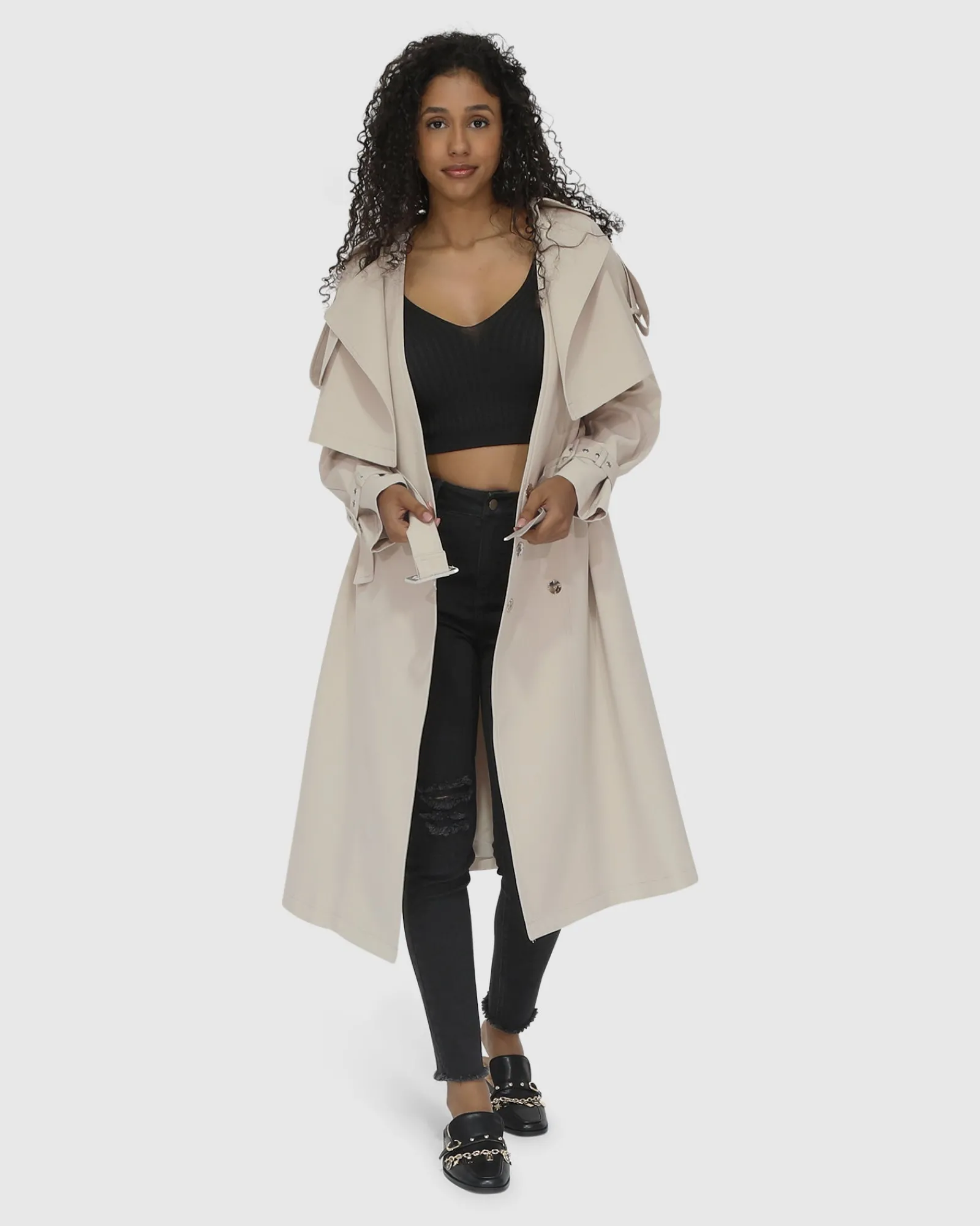 Sale Belle & Bloom Manhattan Cropped Trench - Sand