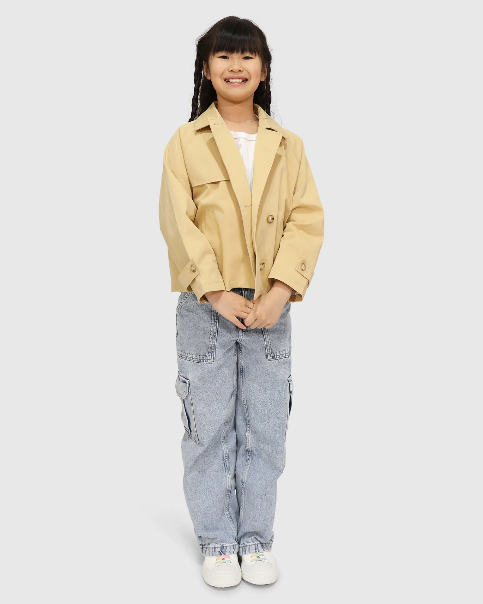 Sale Belle & Bloom Matilda Cropped Trench Coat - Khaki