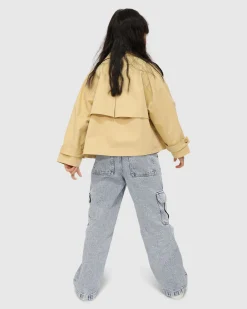 Sale Belle & Bloom Matilda Cropped Trench Coat - Khaki