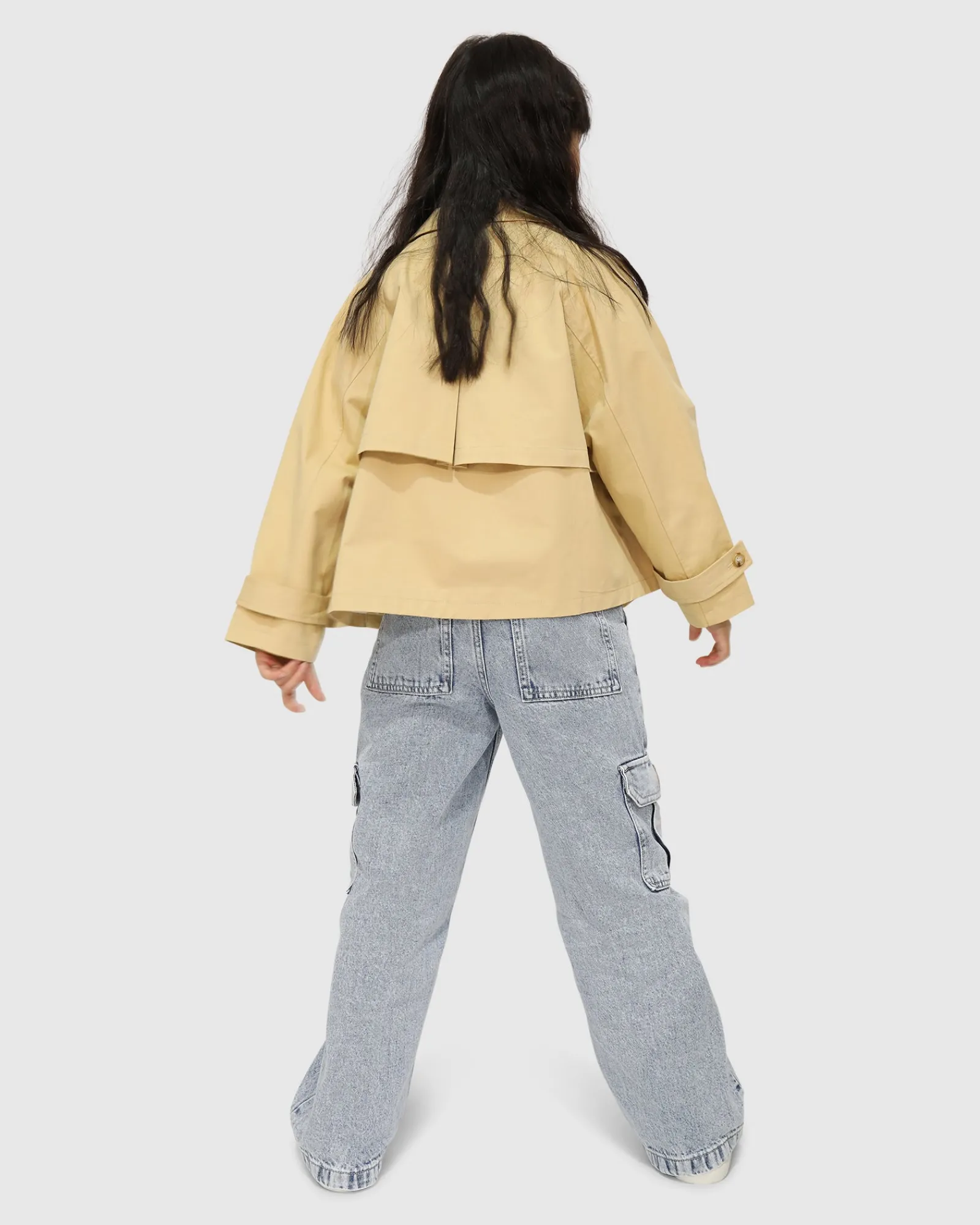 Sale Belle & Bloom Matilda Cropped Trench Coat - Khaki
