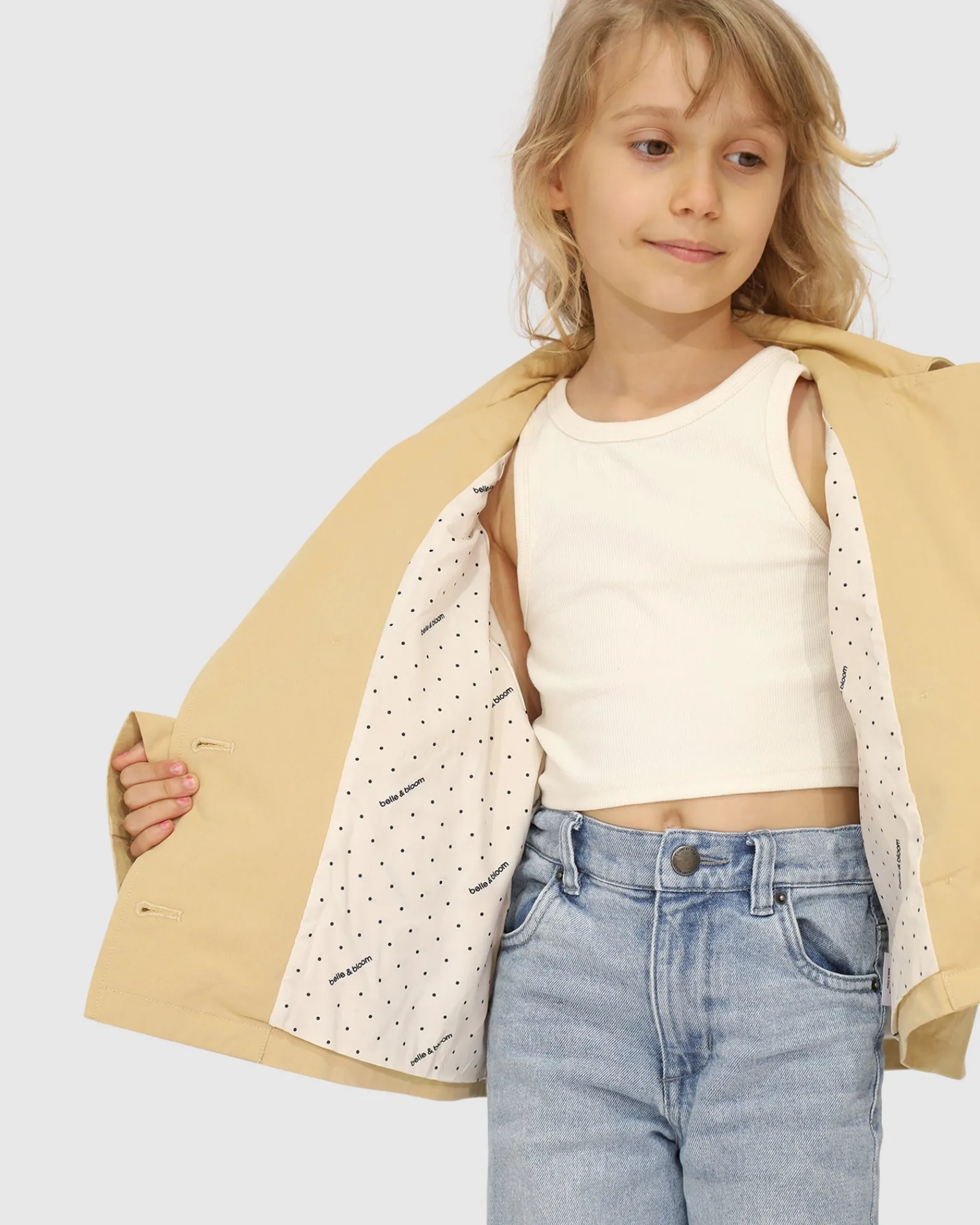 Sale Belle & Bloom Matilda Cropped Trench Coat - Khaki