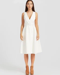 Online Belle & Bloom Miss Independence Midi Dress - Off-White
