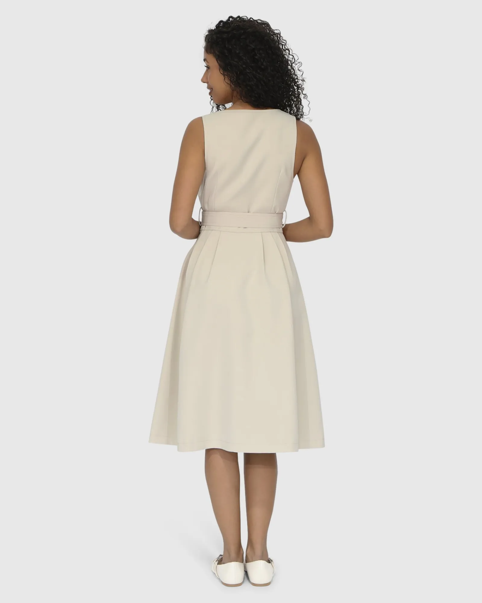 Hot Belle & Bloom Miss Independence Midi Dress - Sand