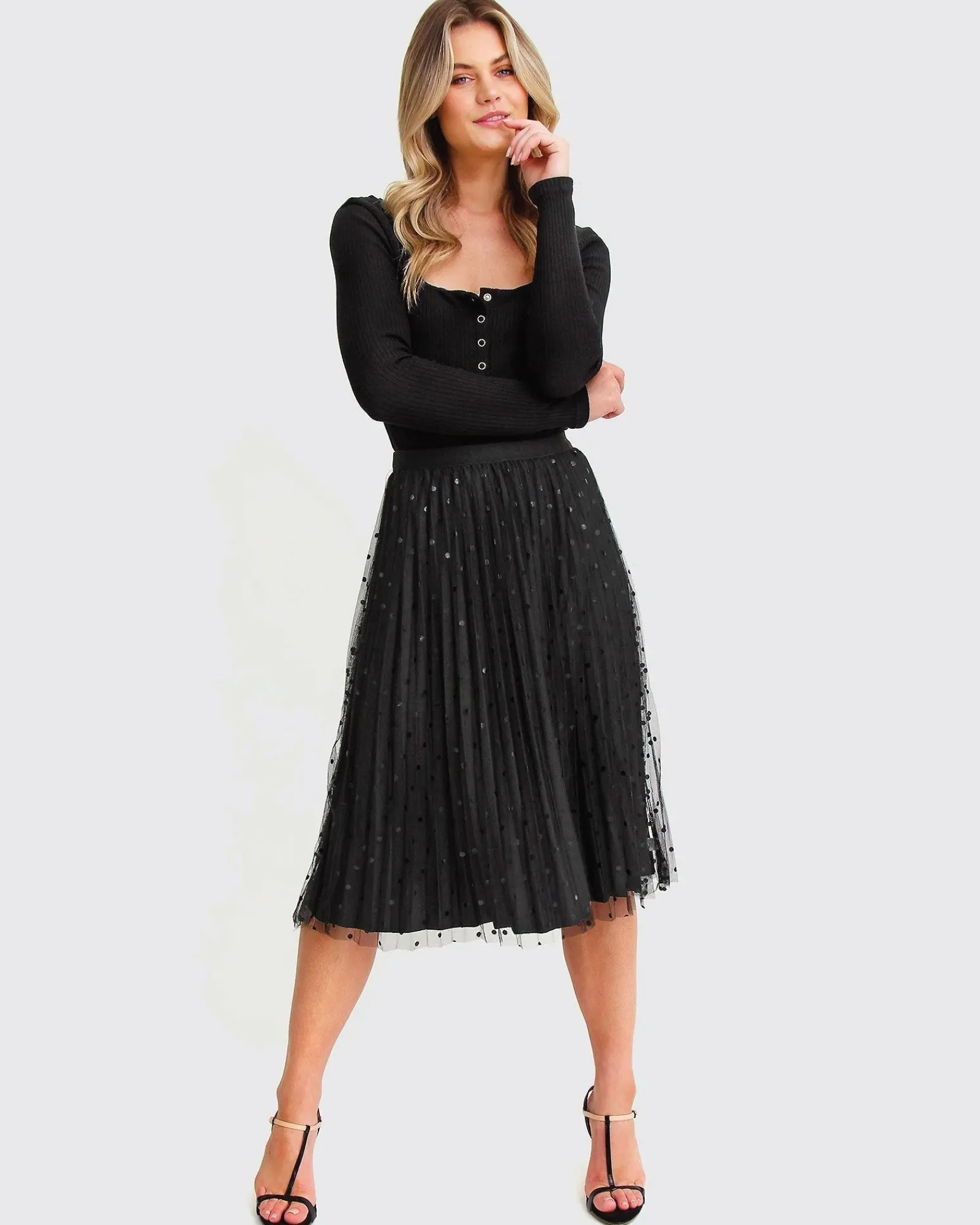 Sale Belle & Bloom Mixed Feeling Reversible Skirt - Black