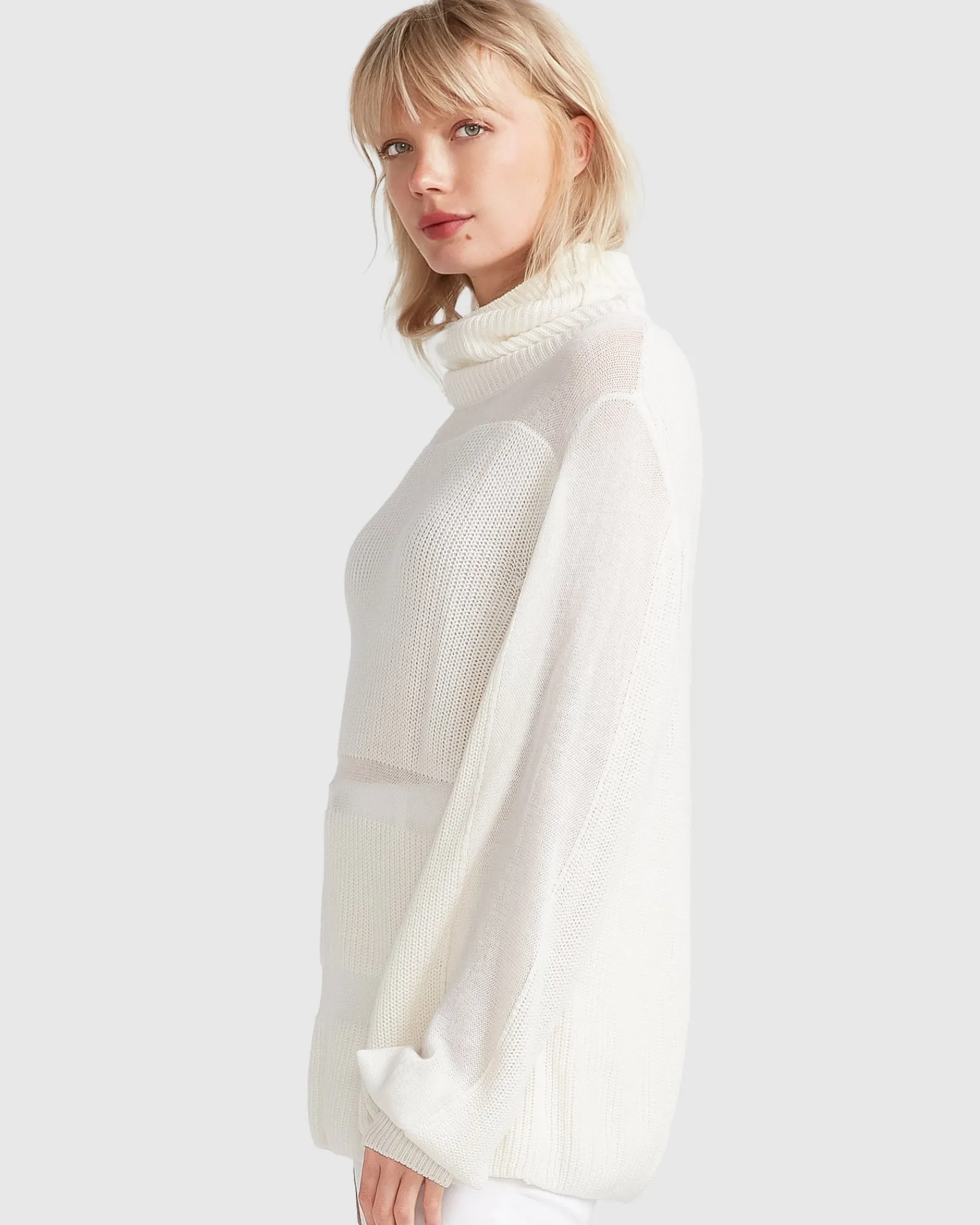 New Belle & Bloom Nevermind Sheer Panelled Knit - Cream