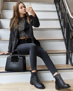 Outlet Belle & Bloom NEW FIT Bad Girl Wool Blend Moto Coat - Black