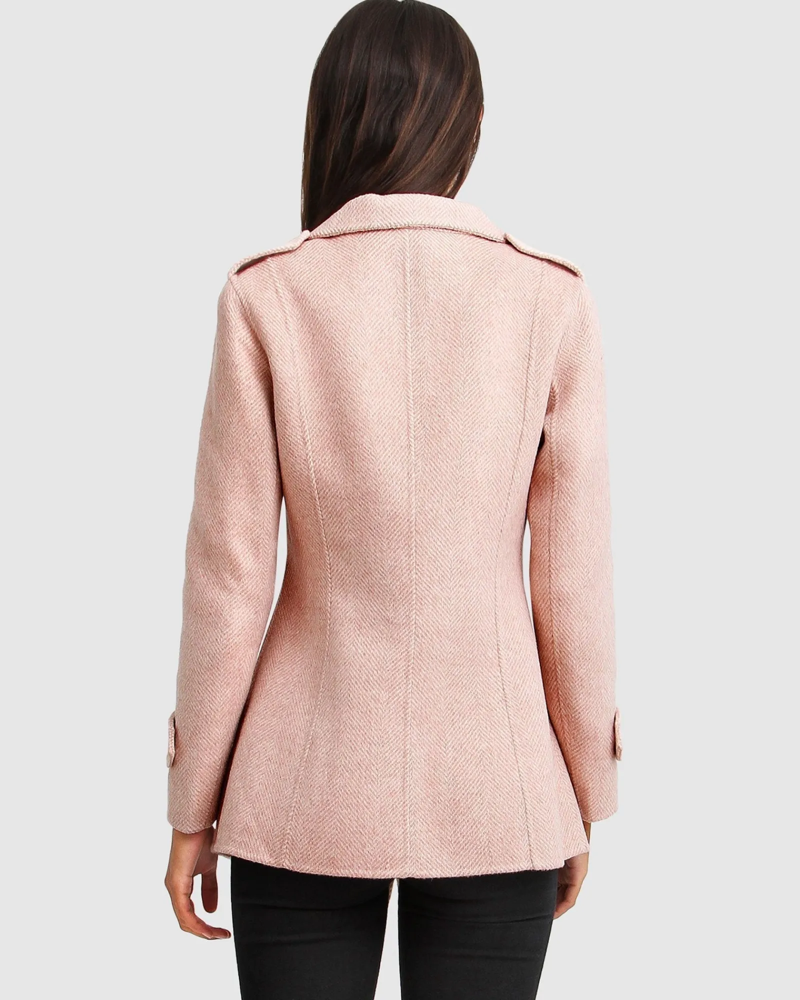 Fashion Belle & Bloom NEW FIT Bad Girl Wool Blend Moto Coat - Blush