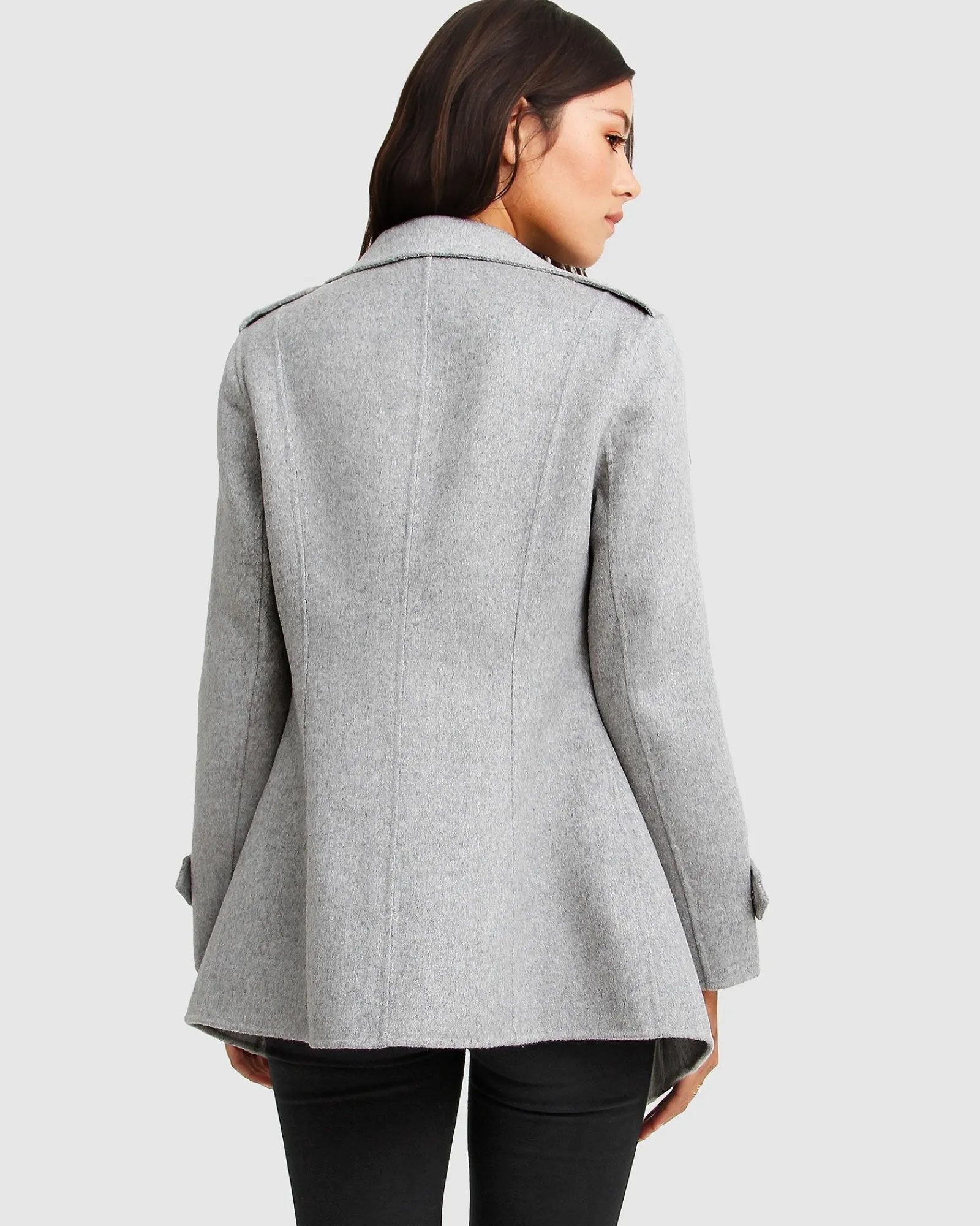 Clearance Belle & Bloom NEW FIT Bad Girl Wool Blend Moto Coat - Grey Marle GreyMarle