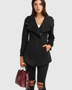 Outlet Belle & Bloom NEW FIT Bad Girl Wool Blend Moto Coat - Black
