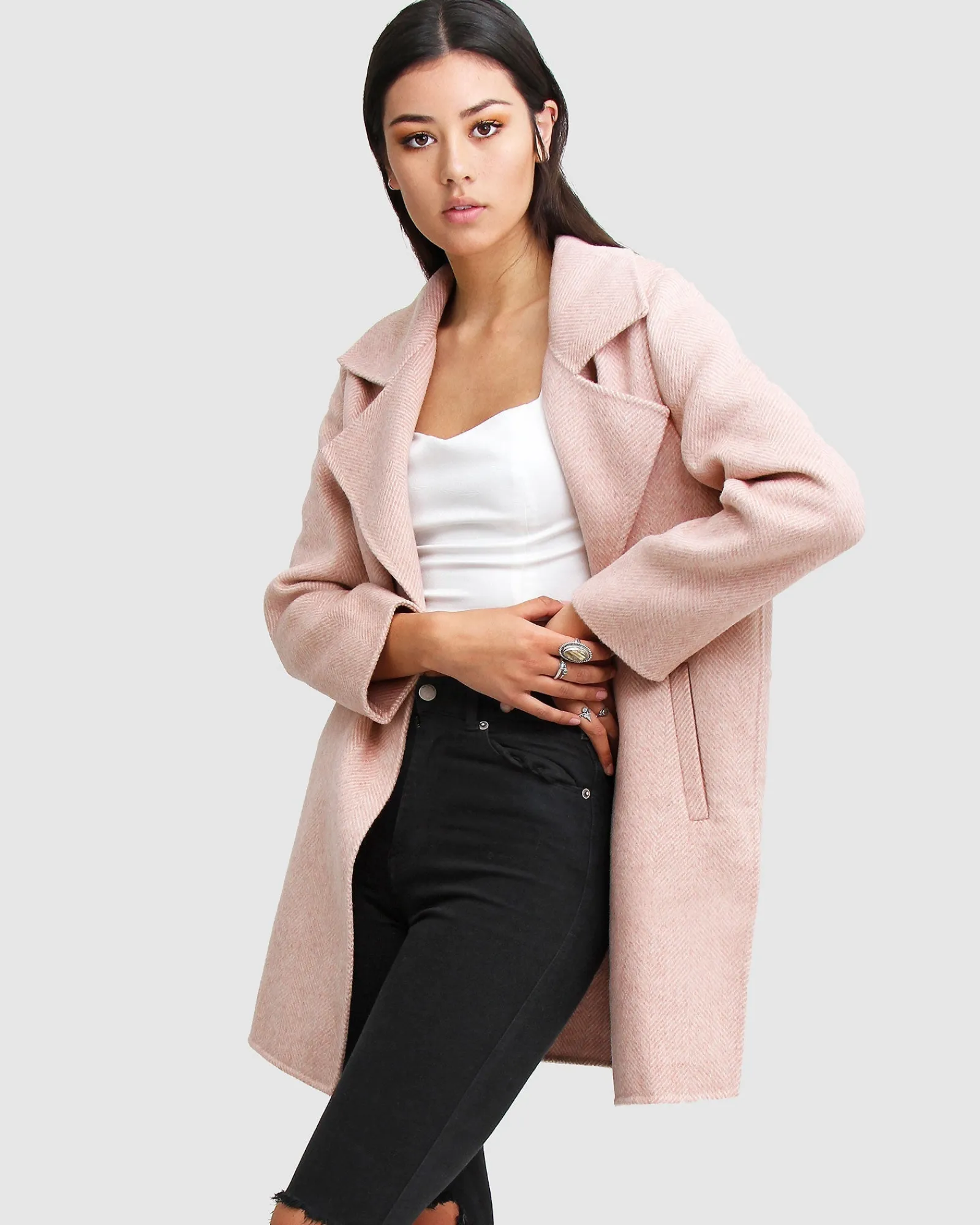 Clearance Belle & Bloom NEW FIT Ex-Boyfriend Wool Blend Oversized Jacket - Blush BoyfriendWoolBlendOversizedJacket-Blush