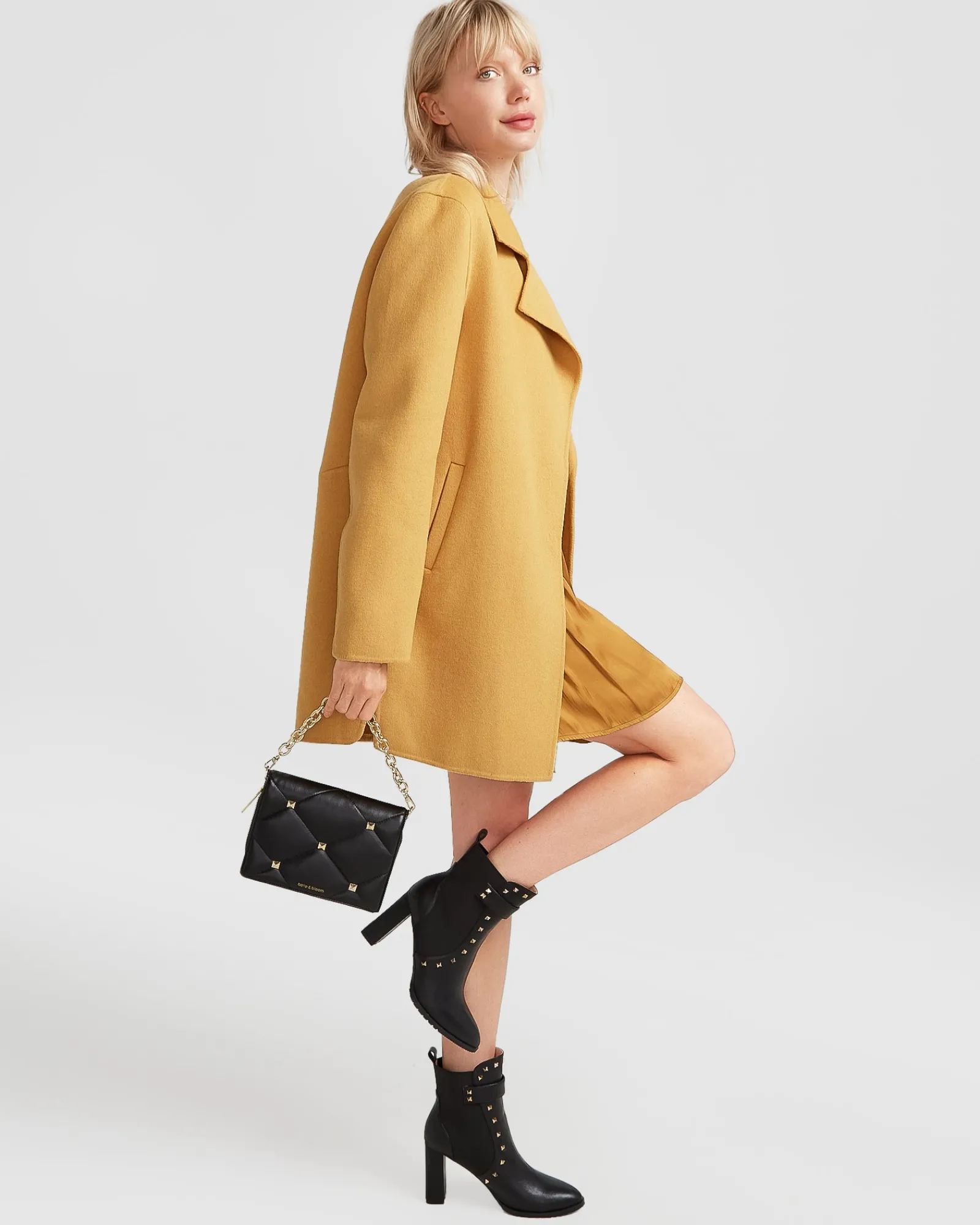Discount Belle & Bloom NEW FIT Ex-Boyfriend Wool Blend Oversized Jacket - Antique Gold BoyfriendWoolBlendOversizedJacket-AntiqueGold