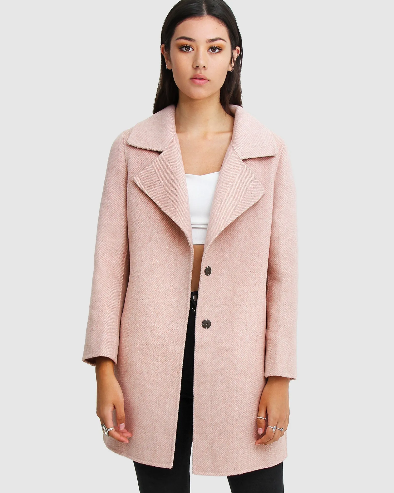 Clearance Belle & Bloom NEW FIT Ex-Boyfriend Wool Blend Oversized Jacket - Blush BoyfriendWoolBlendOversizedJacket-Blush