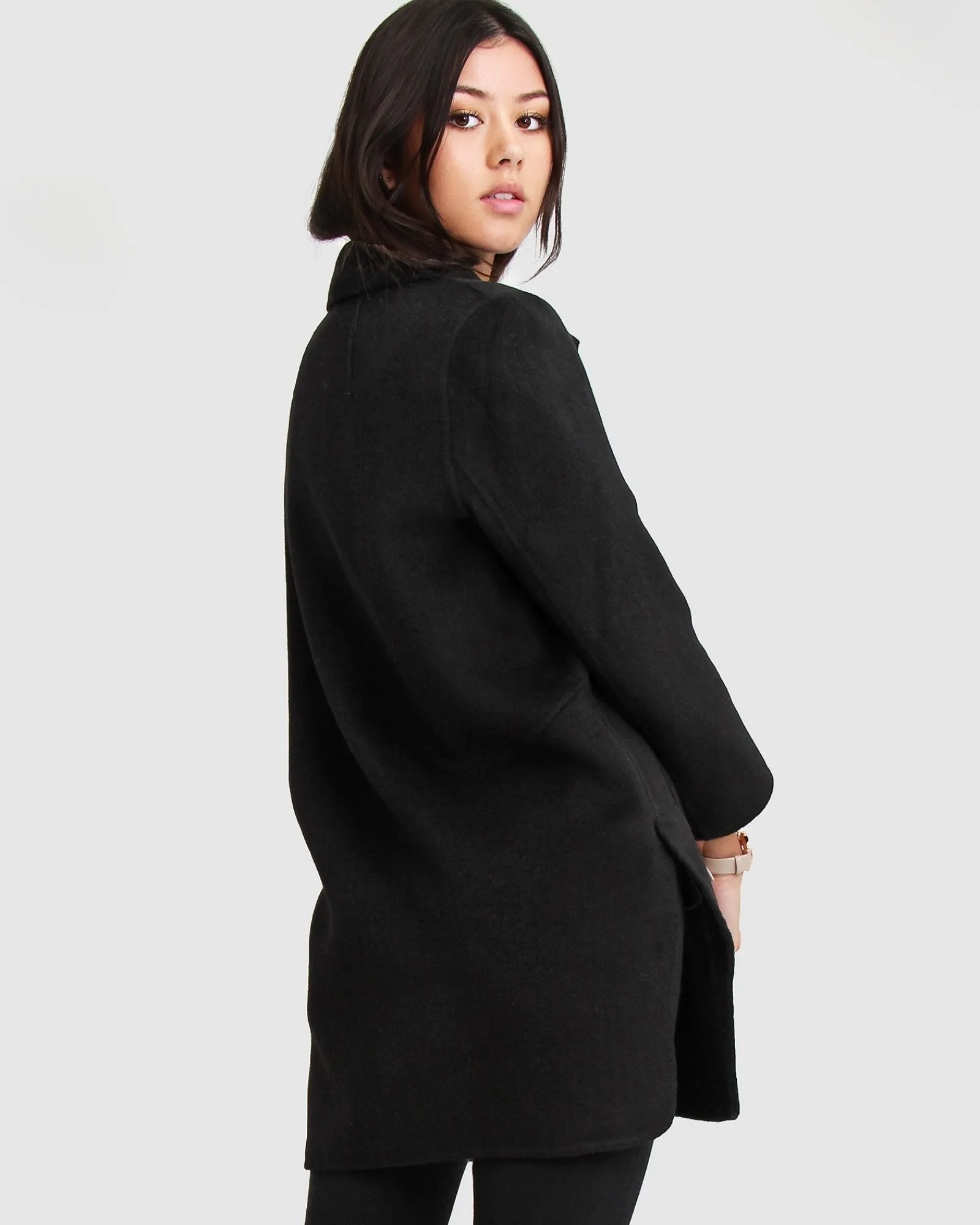 Clearance Belle & Bloom NEW FIT Ex-Boyfriend Wool Blend Oversized Jacket - Black BoyfriendWoolBlendOversizedJacket-Black