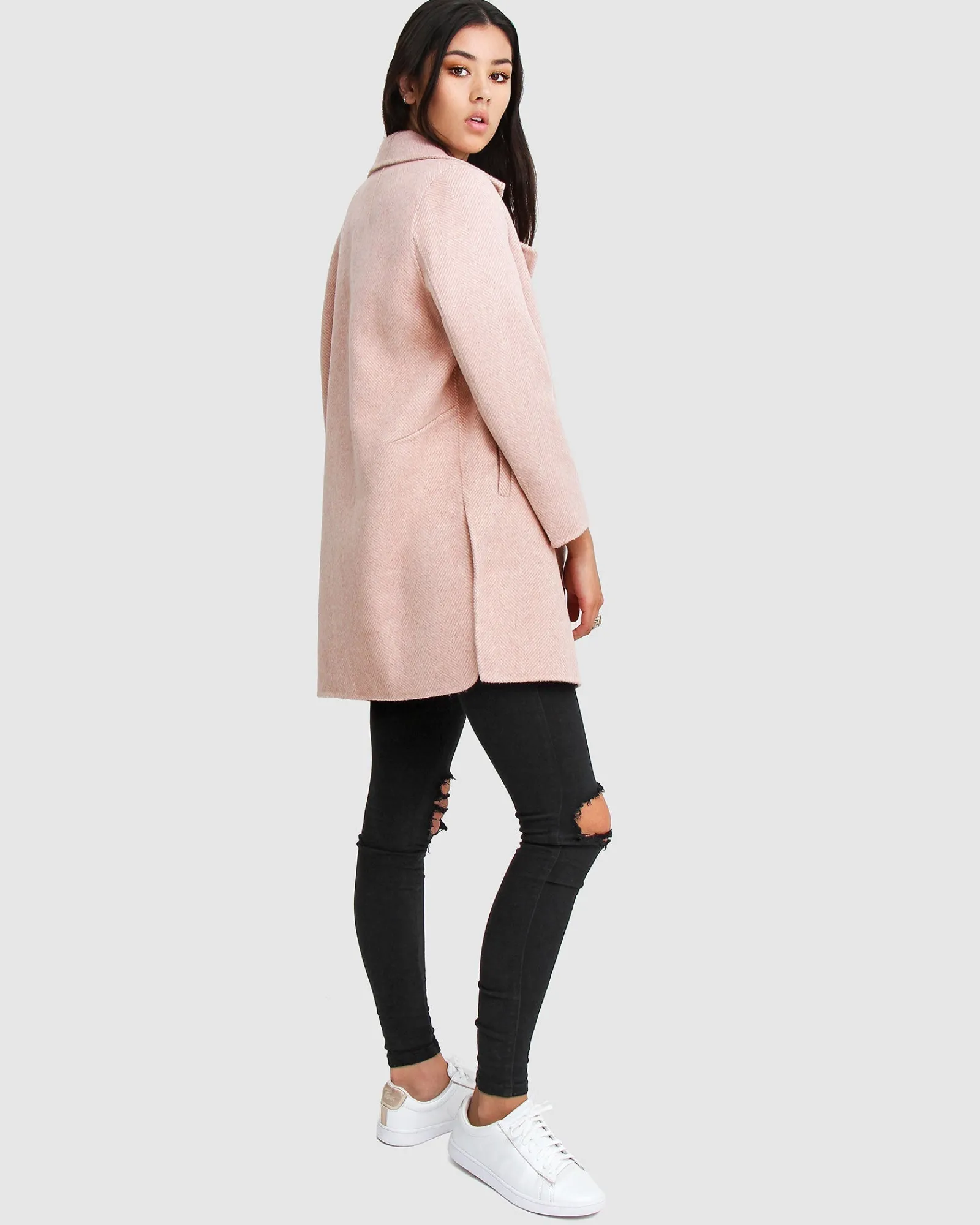 Clearance Belle & Bloom NEW FIT Ex-Boyfriend Wool Blend Oversized Jacket - Blush BoyfriendWoolBlendOversizedJacket-Blush