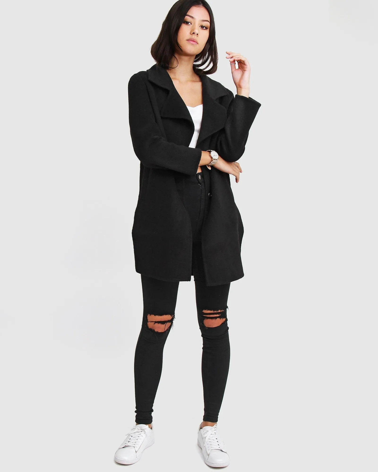 Clearance Belle & Bloom NEW FIT Ex-Boyfriend Wool Blend Oversized Jacket - Black BoyfriendWoolBlendOversizedJacket-Black