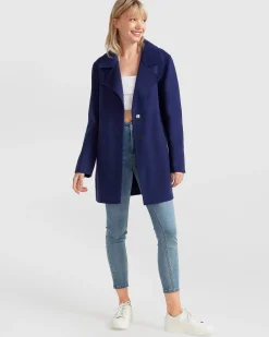 Sale Belle & Bloom NEW FIT Ex-Boyfriend Wool Blend Oversized Jacket - Midnight Blue BoyfriendWoolBlendOversizedJacket-MidnightBlue