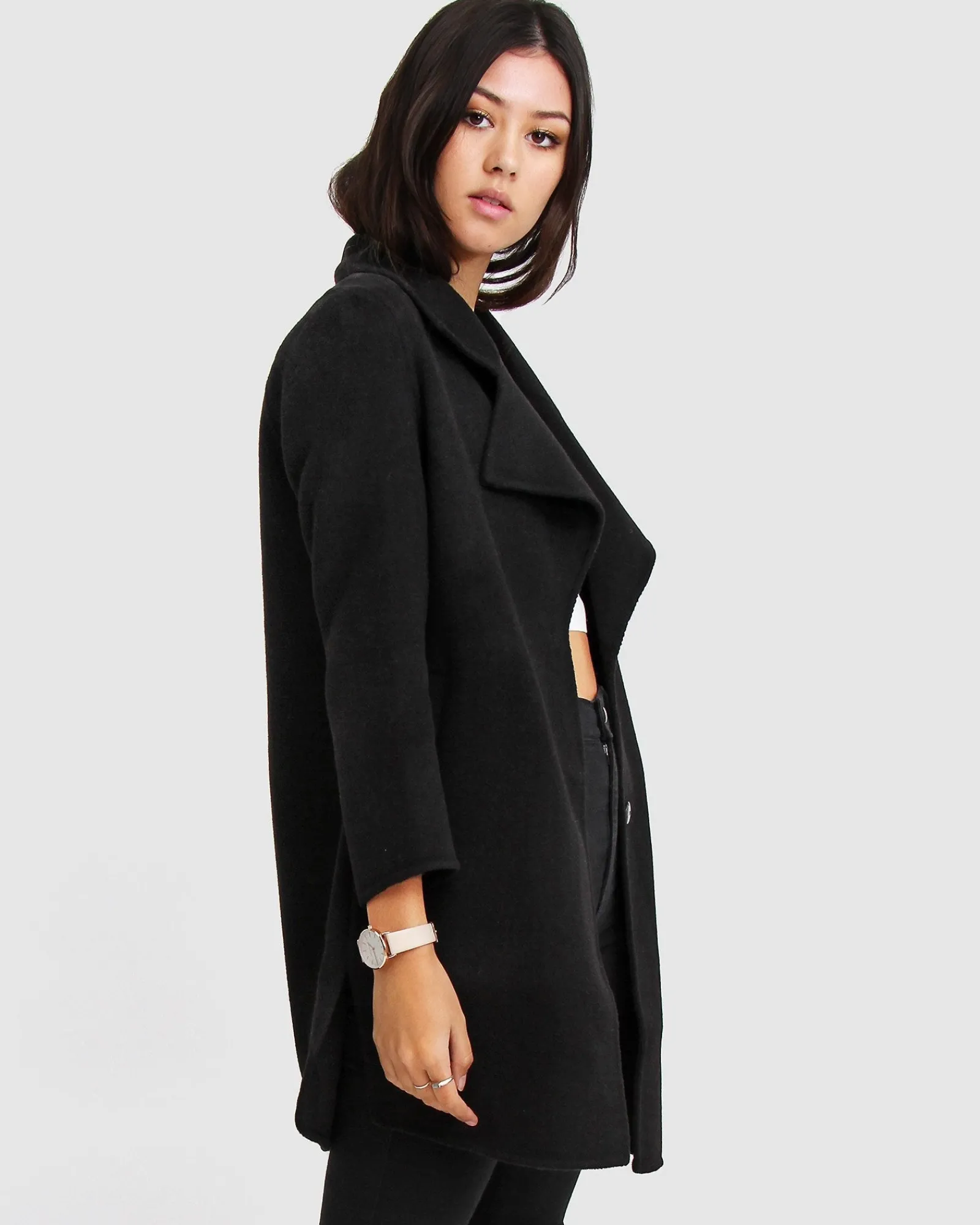 Clearance Belle & Bloom NEW FIT Ex-Boyfriend Wool Blend Oversized Jacket - Black BoyfriendWoolBlendOversizedJacket-Black