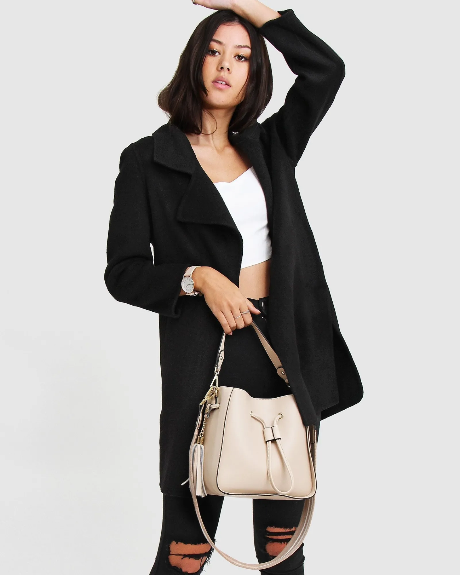 Clearance Belle & Bloom NEW FIT Ex-Boyfriend Wool Blend Oversized Jacket - Black BoyfriendWoolBlendOversizedJacket-Black