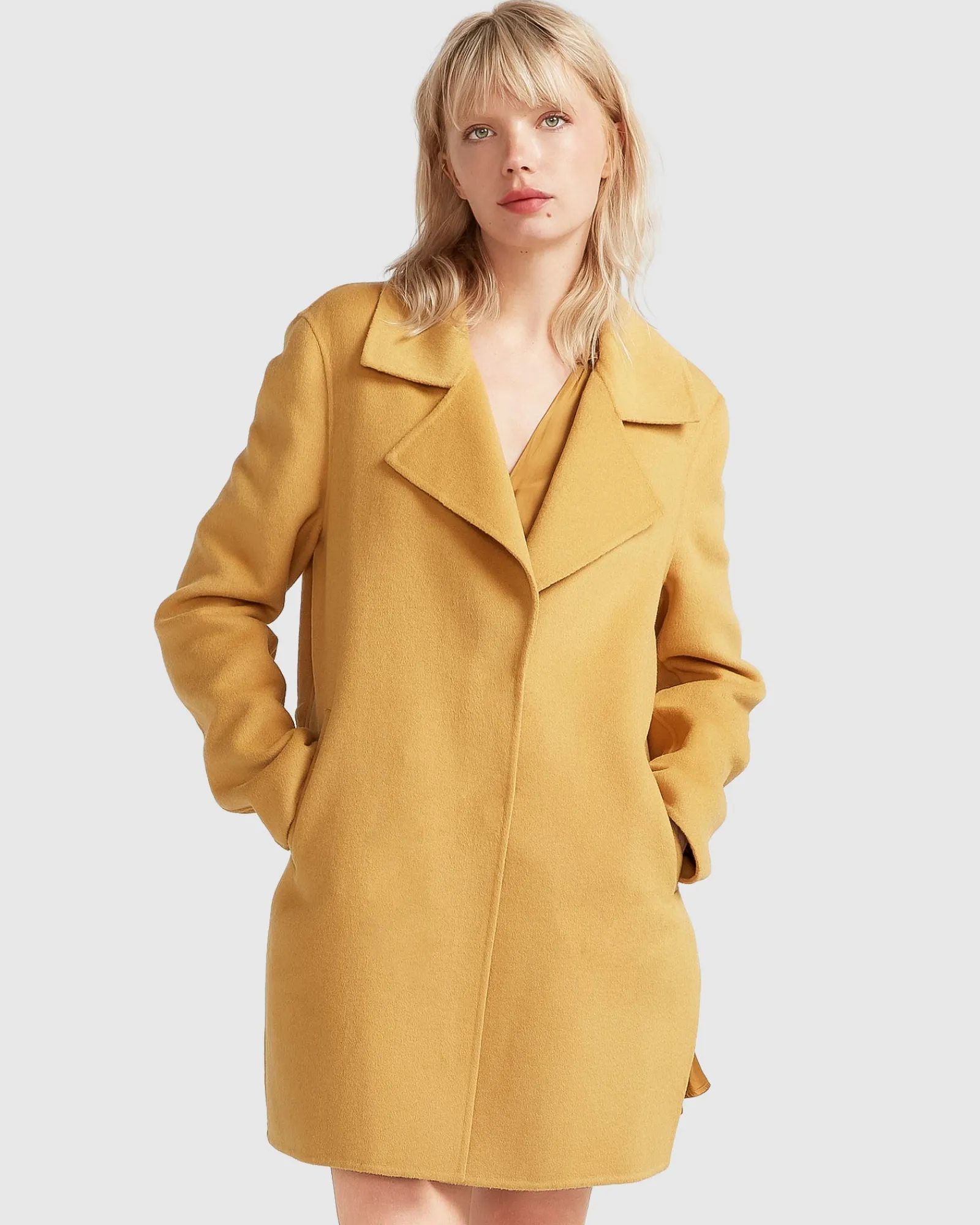 Discount Belle & Bloom NEW FIT Ex-Boyfriend Wool Blend Oversized Jacket - Antique Gold BoyfriendWoolBlendOversizedJacket-AntiqueGold