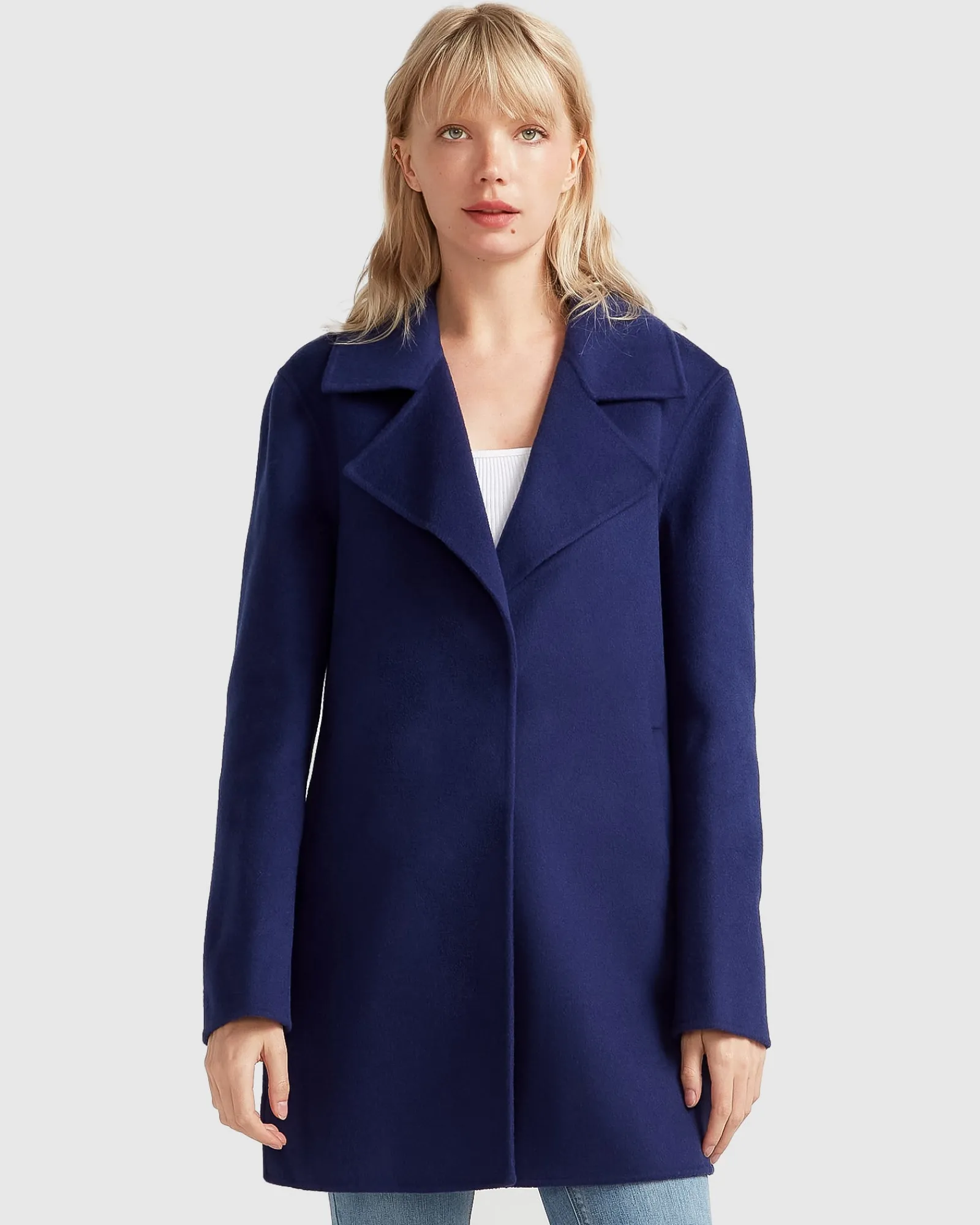 Sale Belle & Bloom NEW FIT Ex-Boyfriend Wool Blend Oversized Jacket - Midnight Blue BoyfriendWoolBlendOversizedJacket-MidnightBlue