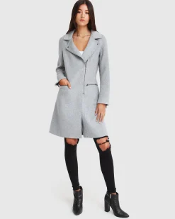 Online Belle & Bloom NEW FIT Last Chance Wool Blend Moto Coat - Grey Marle GreyMarle