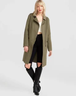 New Belle & Bloom NEW FIT Last Chance Wool Blend Moto Coat - Army Green ArmyGreen