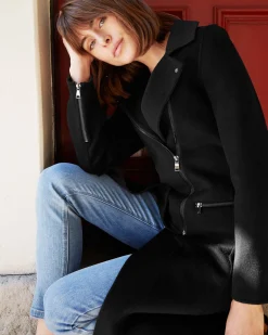 Online Belle & Bloom NEW FIT Last Chance Wool Blend Moto Coat - Black