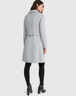 Online Belle & Bloom NEW FIT Last Chance Wool Blend Moto Coat - Grey Marle GreyMarle