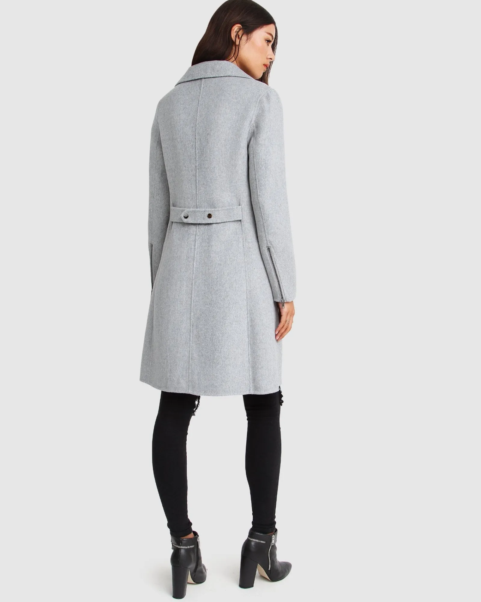 Online Belle & Bloom NEW FIT Last Chance Wool Blend Moto Coat - Grey Marle GreyMarle