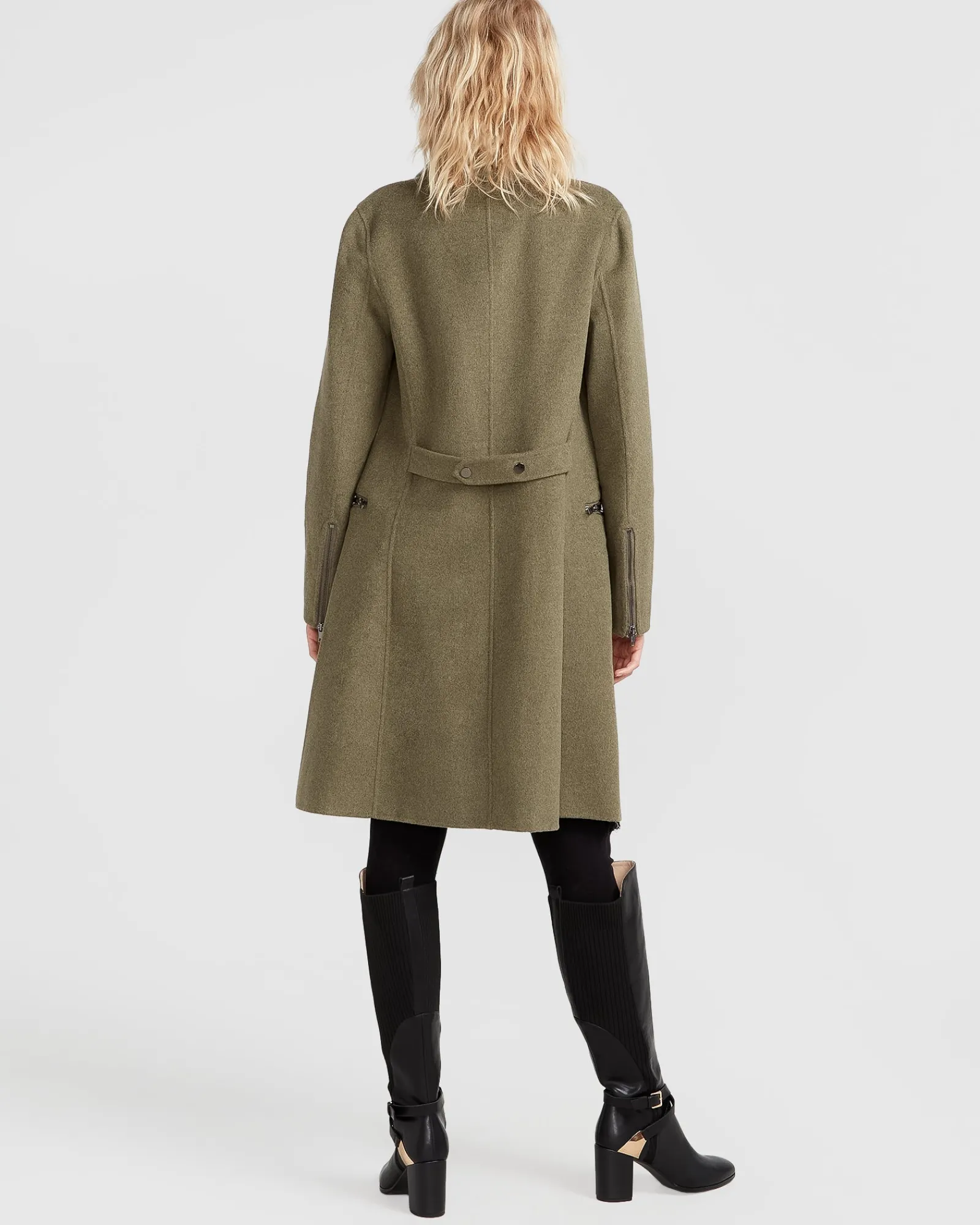 New Belle & Bloom NEW FIT Last Chance Wool Blend Moto Coat - Army Green ArmyGreen