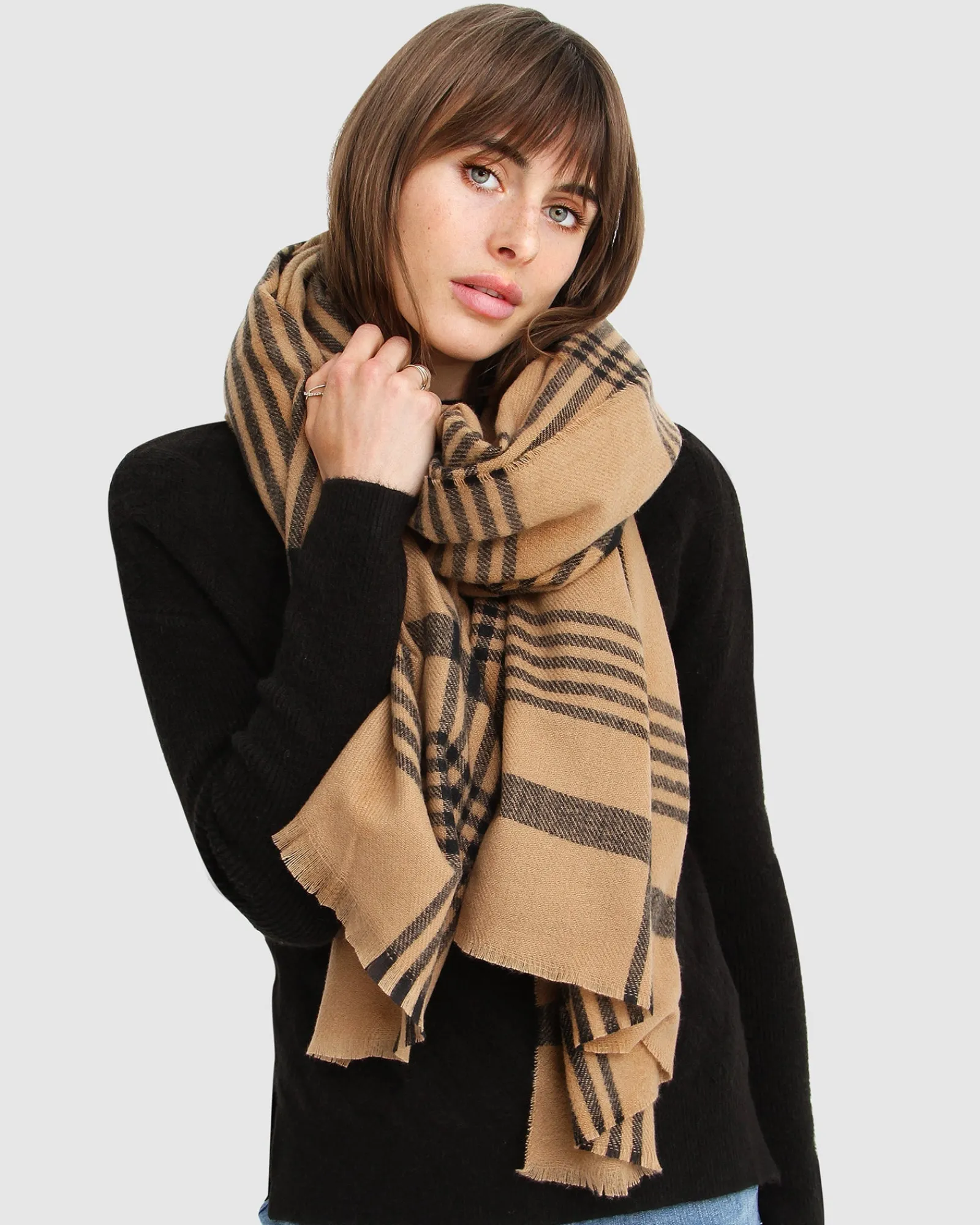 Best Belle & Bloom Panorama Check Scarf - Camel