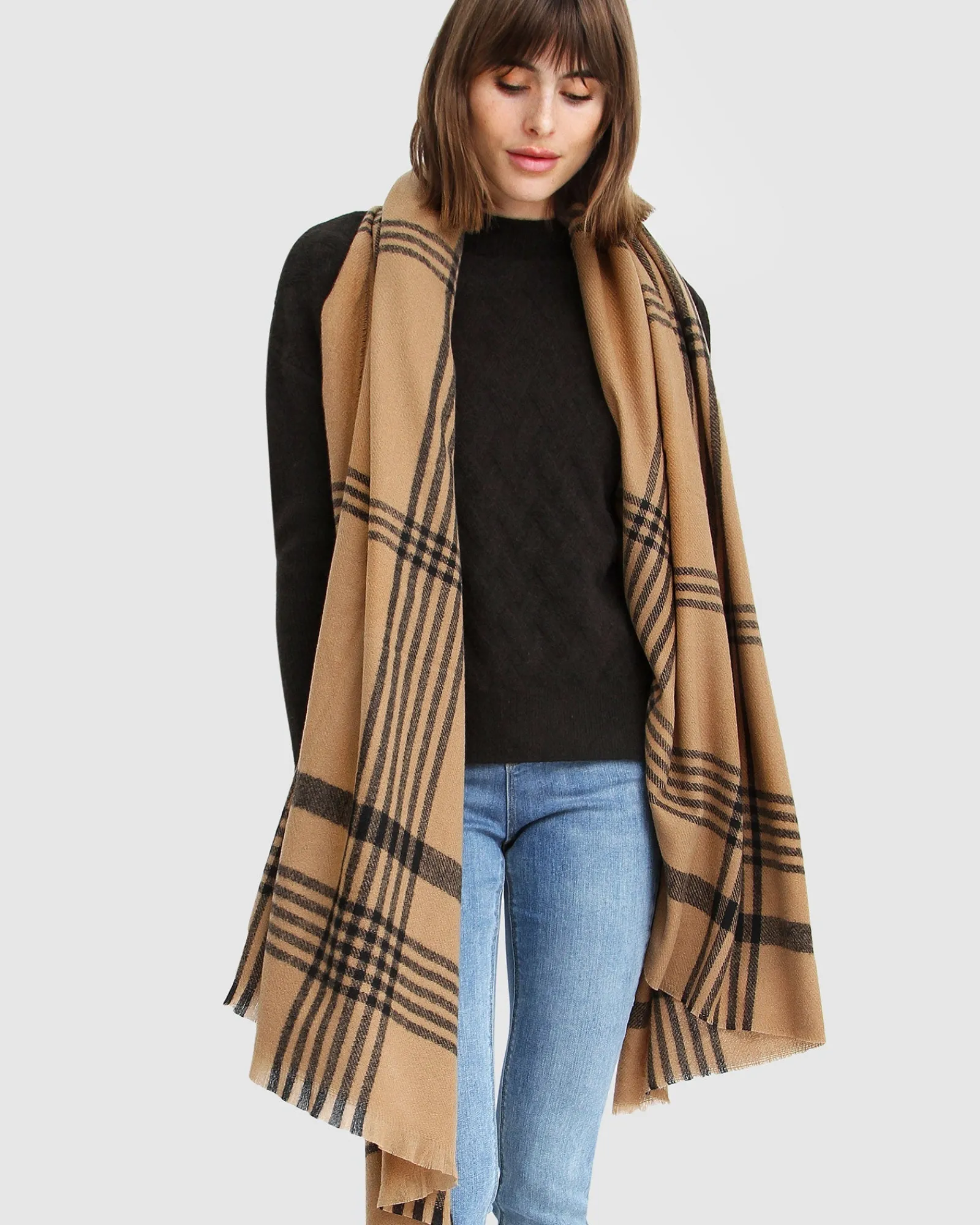 Best Belle & Bloom Panorama Check Scarf - Camel