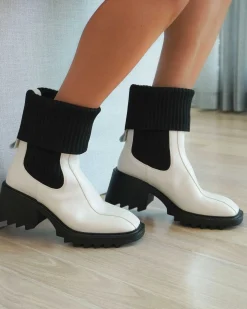 Sale Belle & Bloom Perfect Illusion Knit Boot - Cream/Black