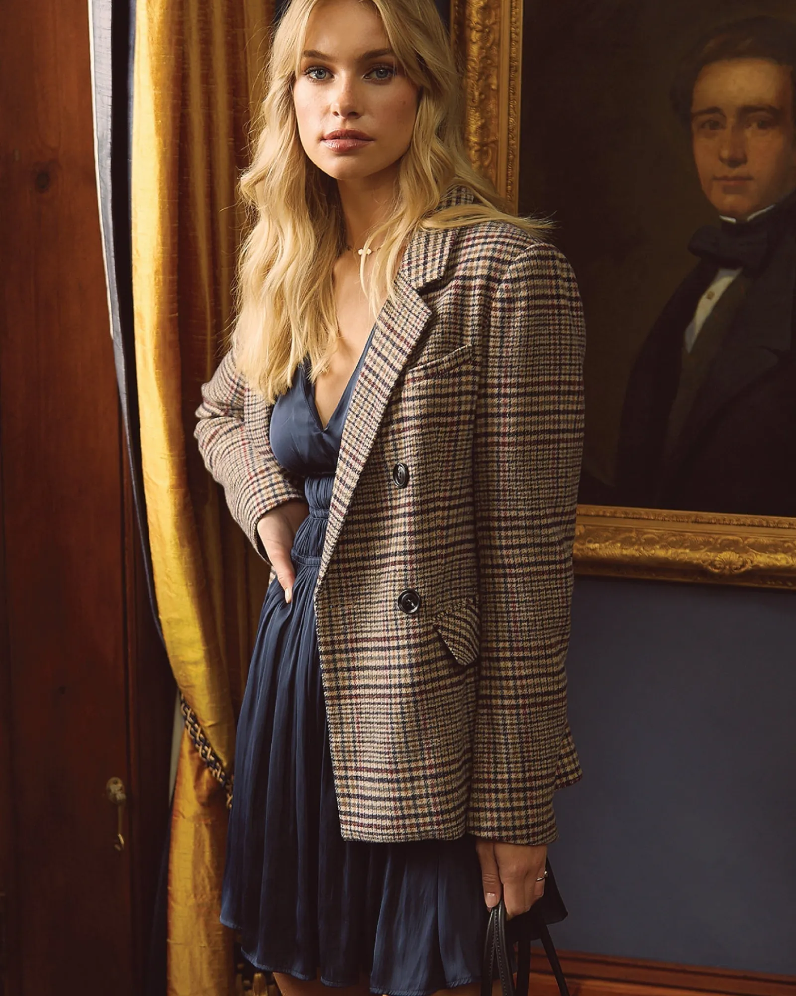 Online Belle & Bloom Piccadilly Wool Blend Plaid Blazer - Oat