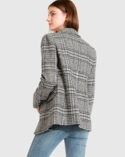 Outlet Belle & Bloom Piccadilly Wool Blend Plaid Blazer - Grey