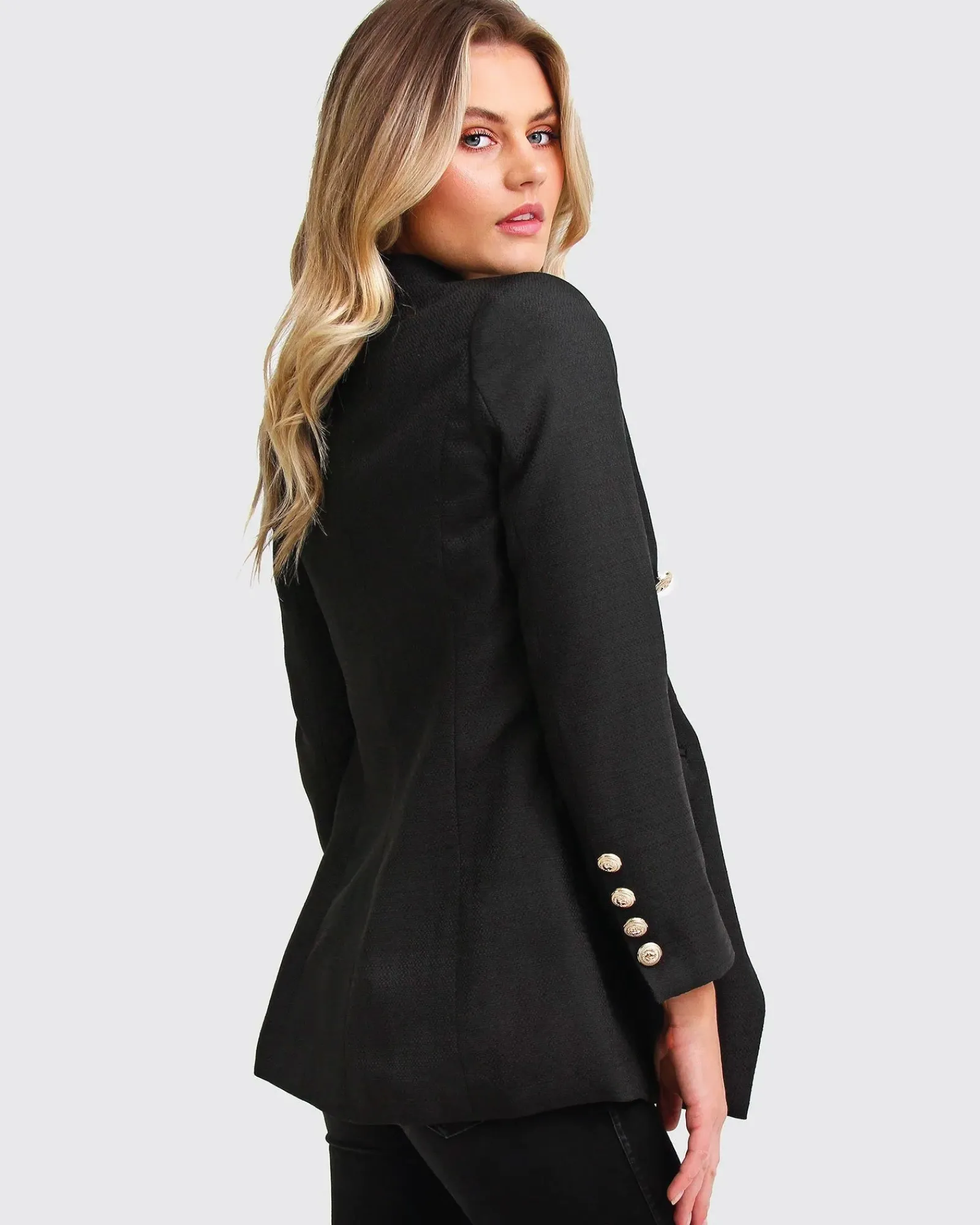 New Belle & Bloom Princess Polina Textured Weave Blazer - Black