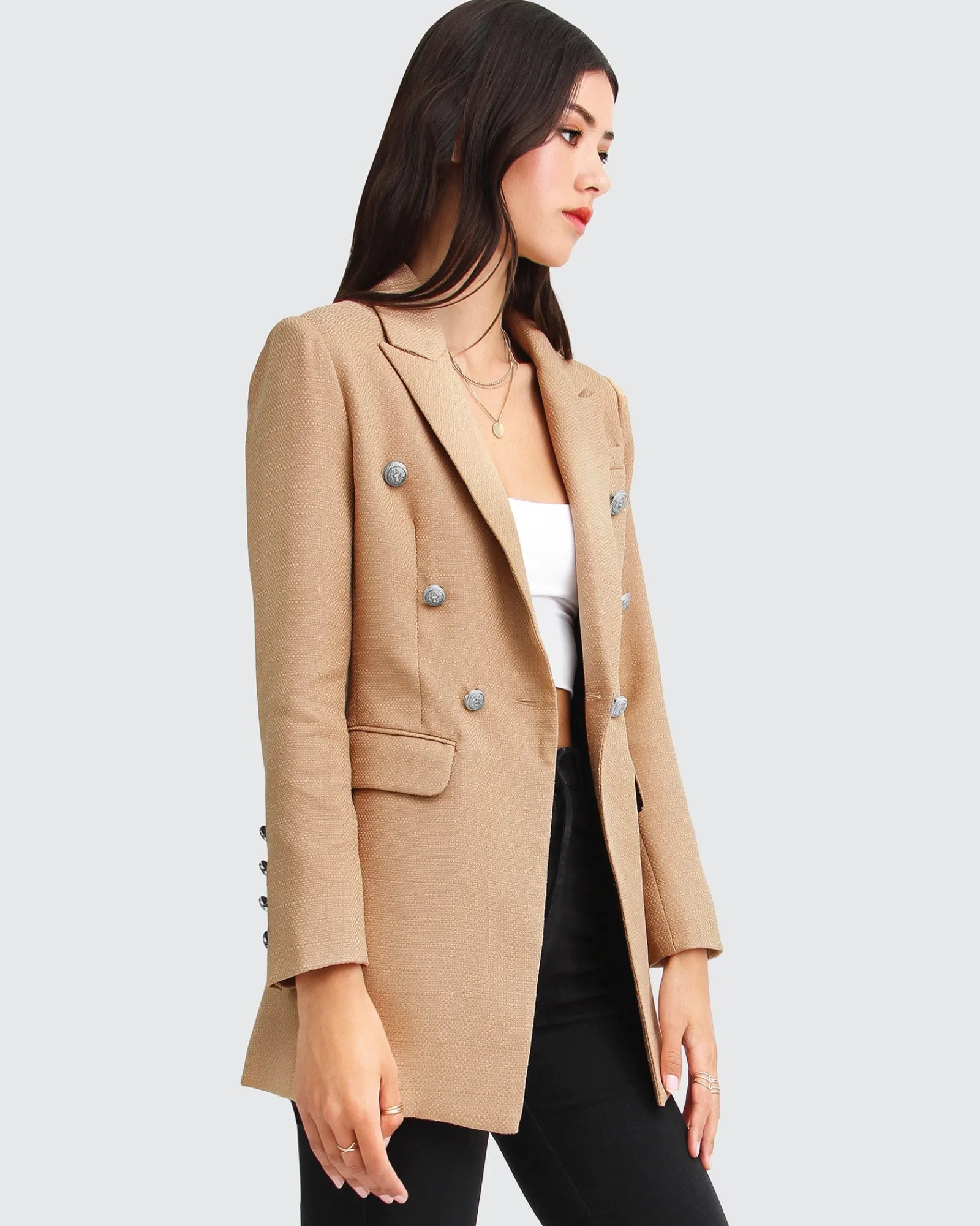 New Belle & Bloom Princess Polina Textured Weave Blazer - Camel