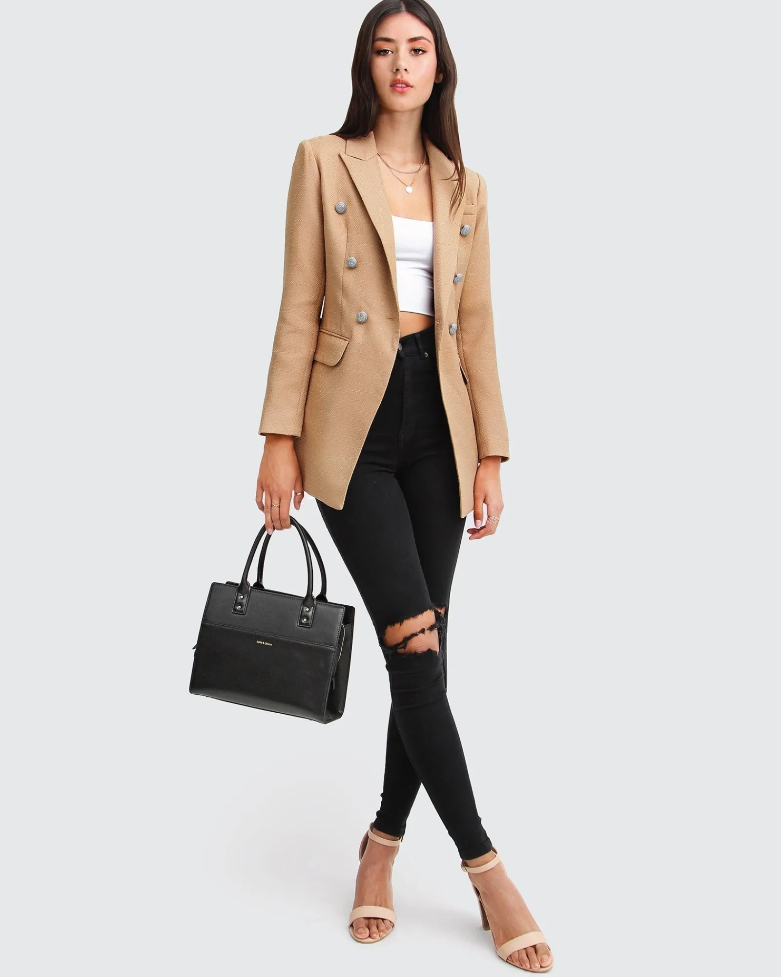 New Belle & Bloom Princess Polina Textured Weave Blazer - Camel