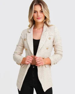 Discount Belle & Bloom Princess Polina Tweed Blazer - Beige Marle BeigeMarle