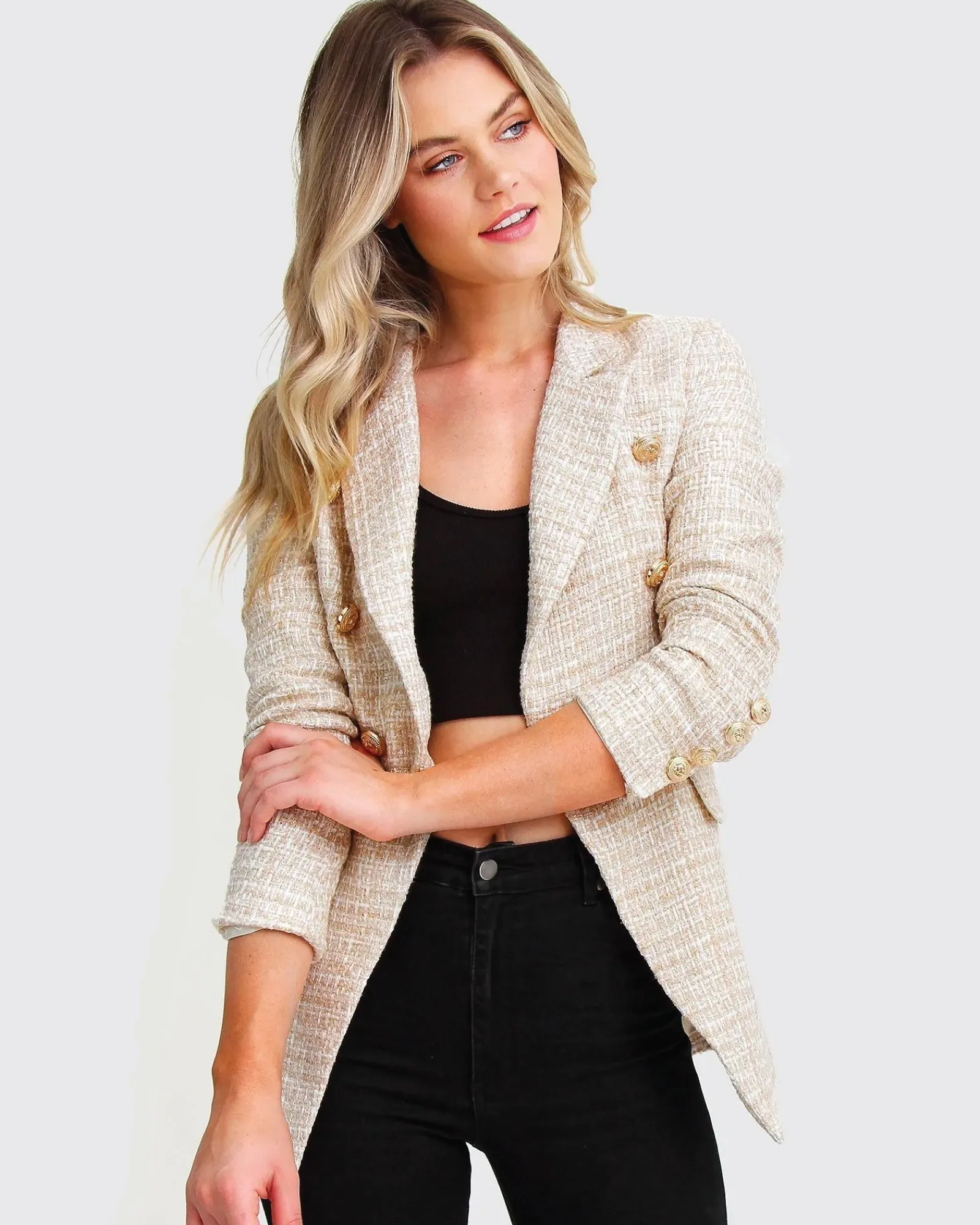 Discount Belle & Bloom Princess Polina Tweed Blazer - Beige Marle BeigeMarle