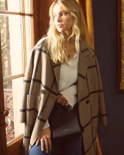 Fashion Belle & Bloom Publisher Double-Breasted Wool Blend Coat - Oat Plaid BreastedWoolBlendCoat-OatPlaid