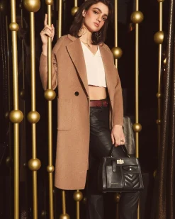 Best Belle & Bloom Publisher Double-Breasted Wool Blend Coat - Oat BreastedWoolBlendCoat-Oat